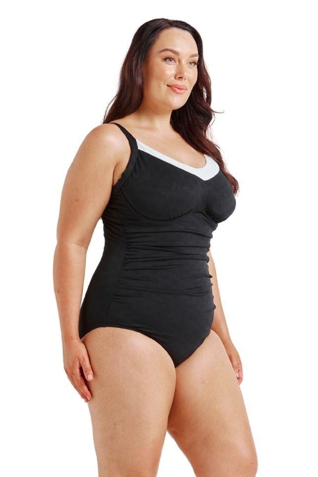 black and white ladies underwired swimwear