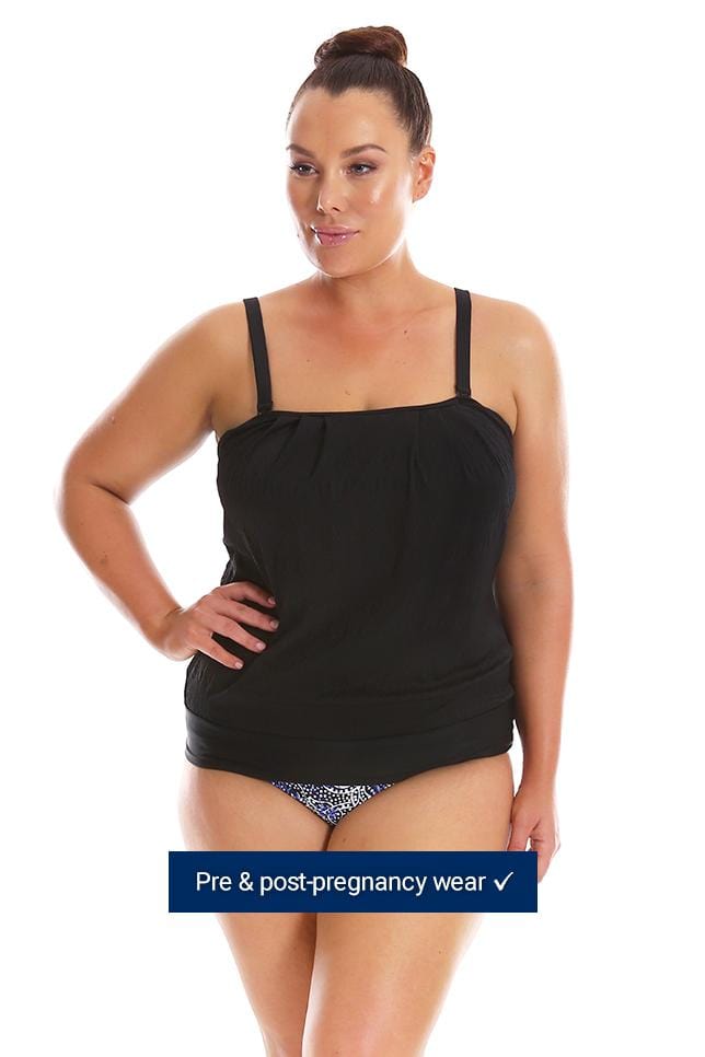 black bandeau tankini top plus size