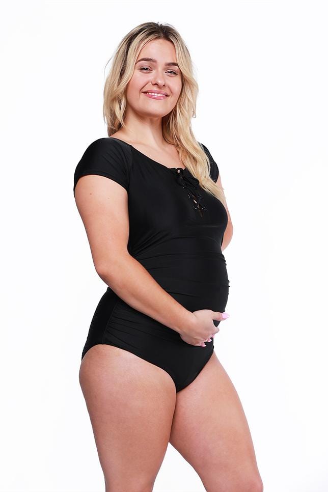 black tie front nursing swimsuit