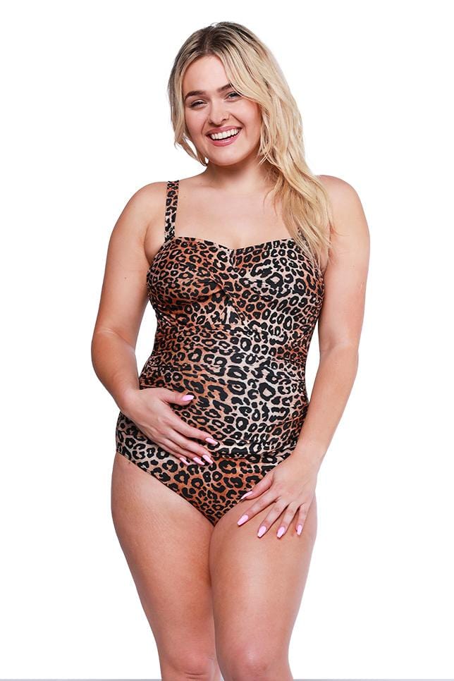 plus size maternity swimsuit leopard print