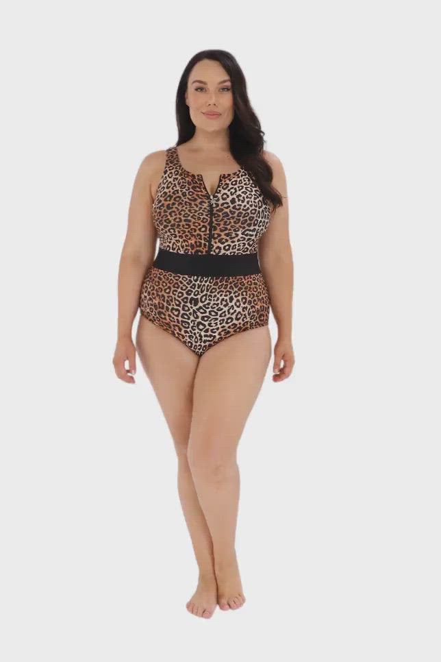 animal print one piece swimwear