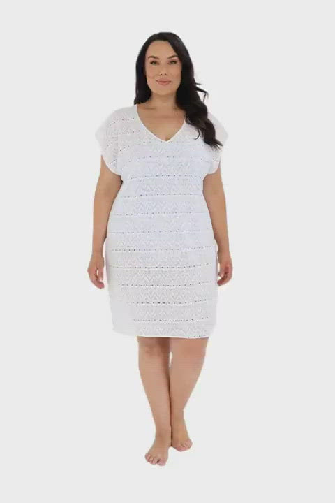 beach cover up in white mesh