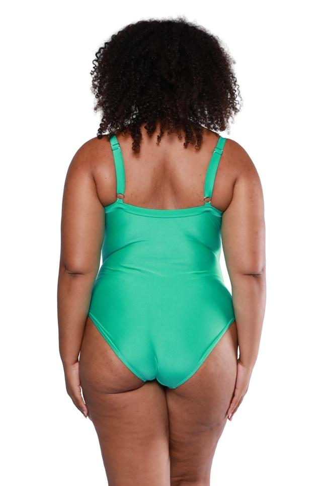 green lace up one piece
