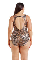 animal print keyhole back swimwear