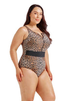 leopard print zip front one piece
