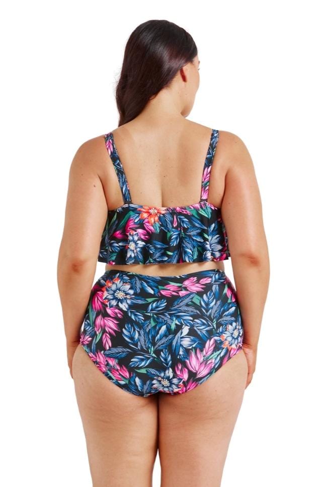 black floral plus size women's bikini swimwear