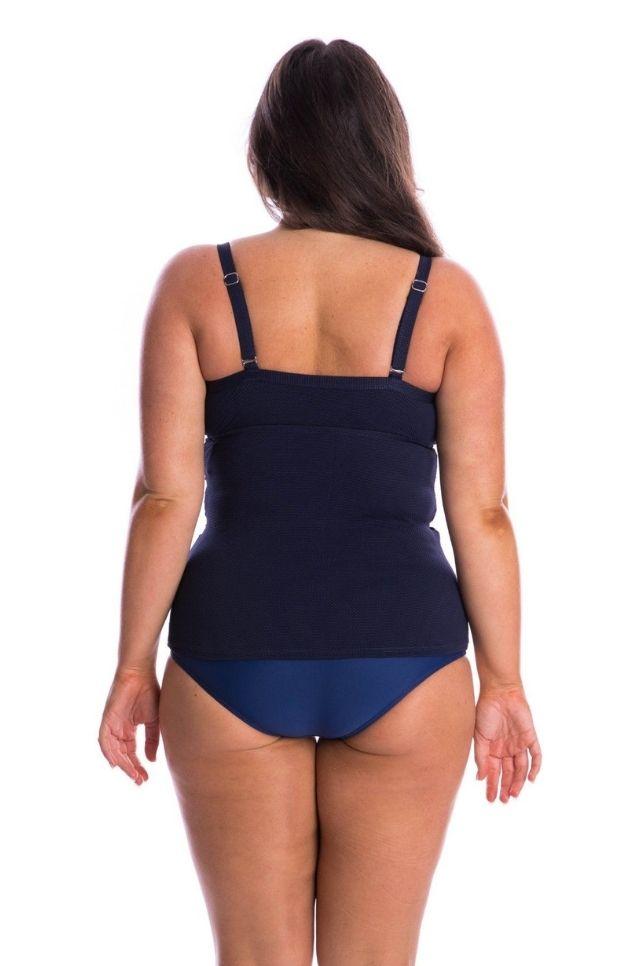 Honey Comb Ruched Underwire Tankini Top Swimsuit NAVY
