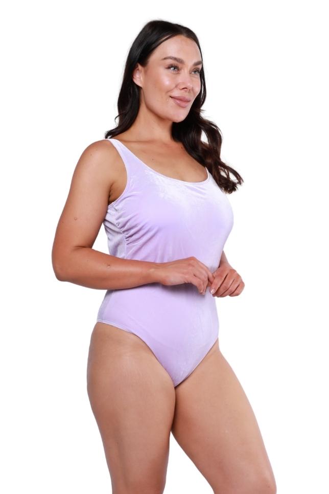 lilac velvet one piece swimsuit