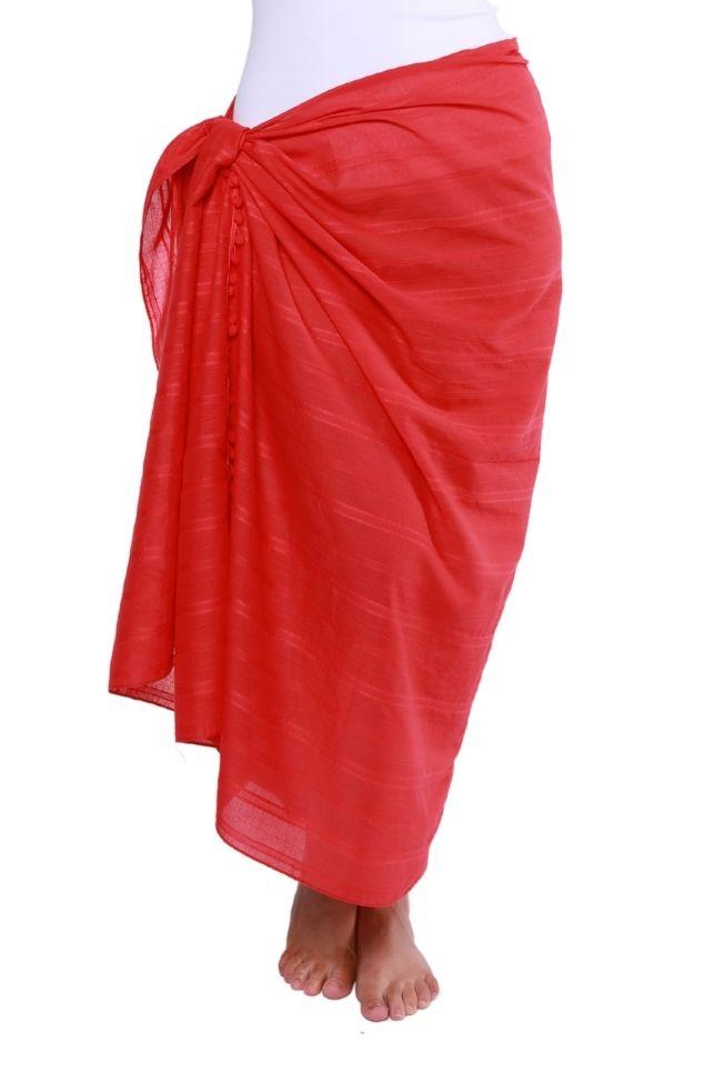 red sarong beach skirt