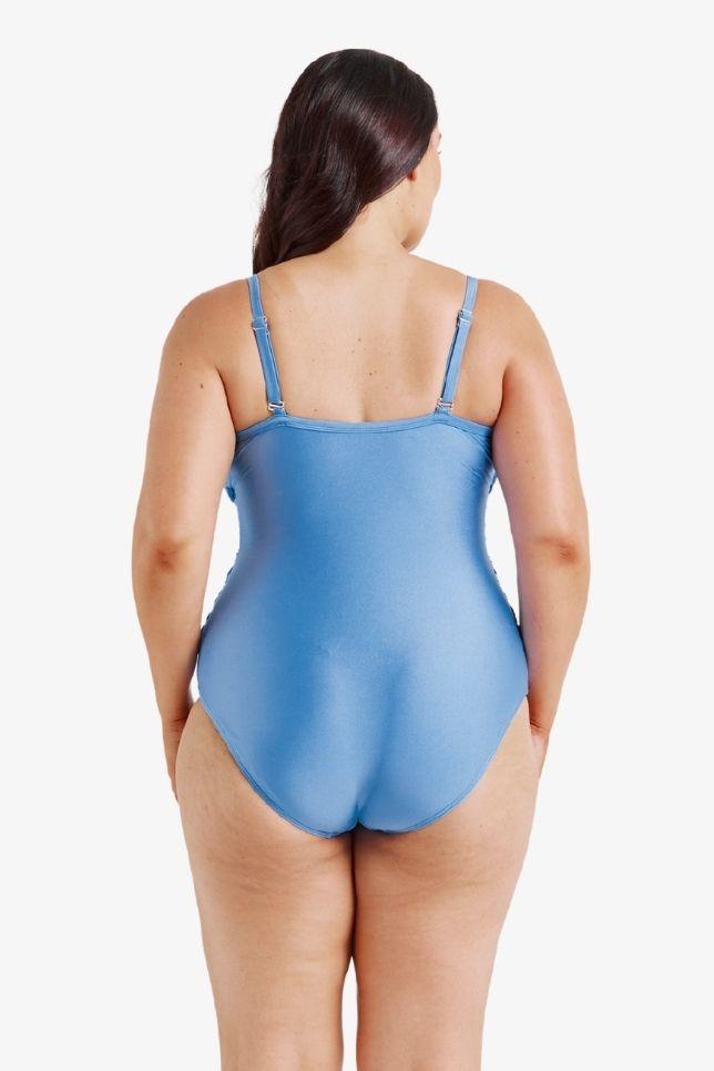 blue high back swimsuit