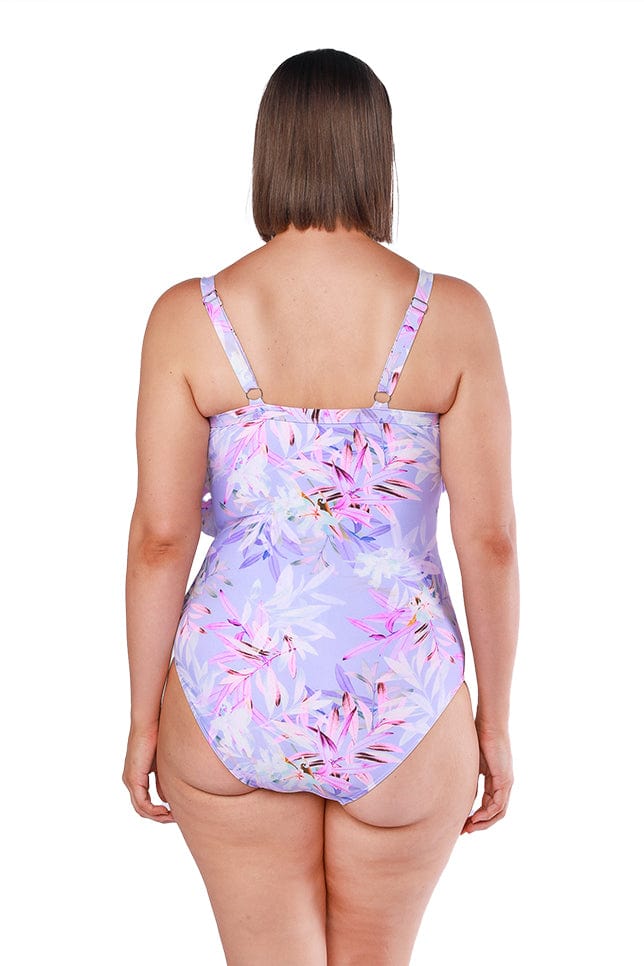 lilac one piece with ruffles