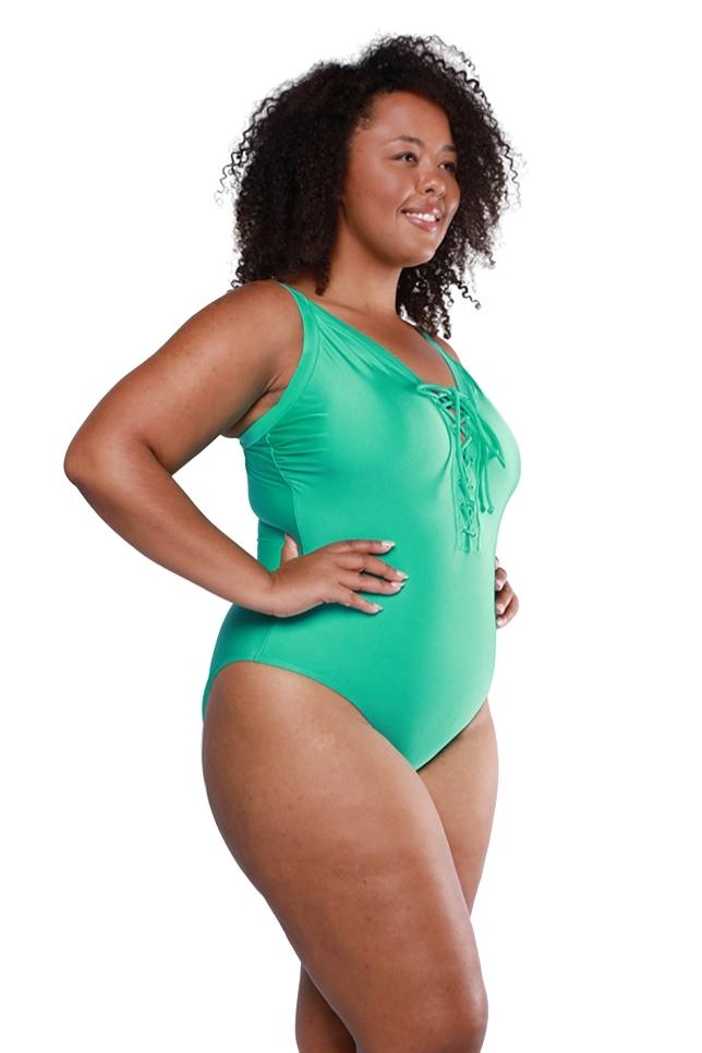 supportive tie front one piece
