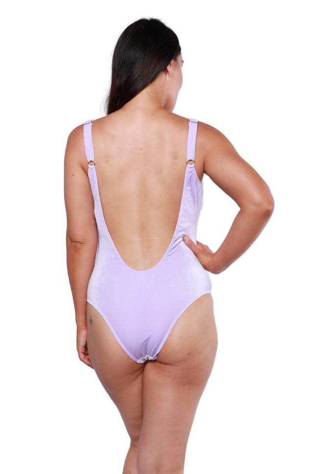 low back lilac velvet swimsuit